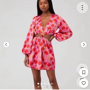 Show Me Your Mumu Floral Wrap Mini Dress with Bishop Sleeves **SIZE SMALL**